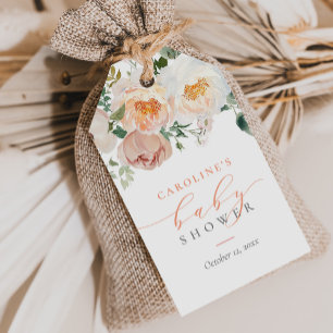 Étiquettes-cadeau Pêcher Floral Bébé Dans Fleur Baby shower Fille