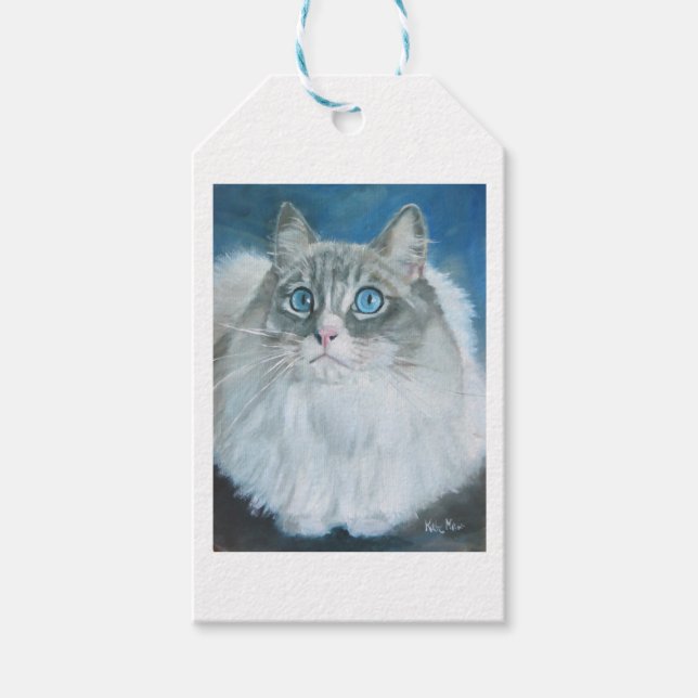 Étiquettes-cadeau Peinture à l'huile de chat Ragdoll (Devant)