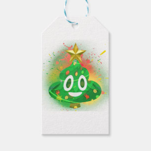 Étiquettes-cadeau Peinture de jet d'arbre de Noël d'Emoji