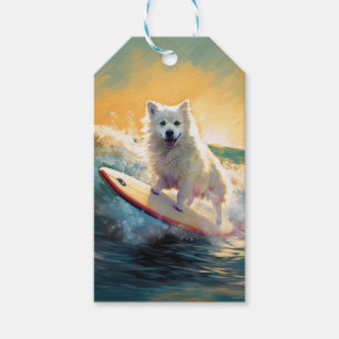 Étiquettes-cadeau Peinture de surf de plage d'esquimau américain