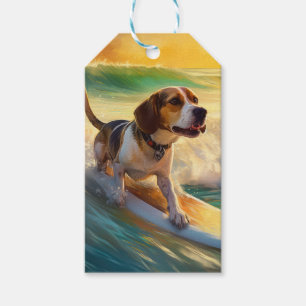 Étiquettes-cadeau Peinture de surf sur la plage de Beagle