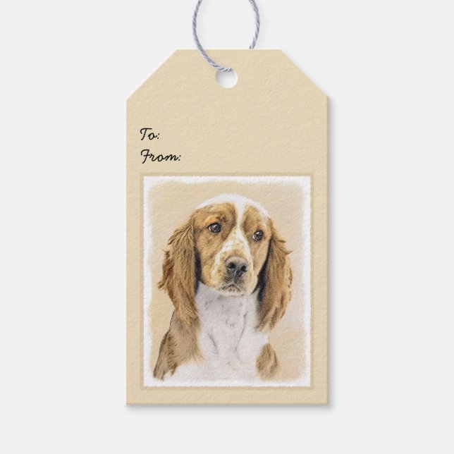 Étiquettes-cadeau Peinture d'espagnol Welsh Springer - Art original  (Devant)