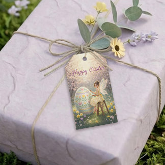 Étiquettes-cadeau Peinture d'œuf de Fée de Pâques Printemps
