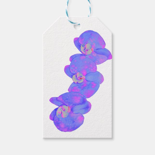 Étiquettes-cadeau Peinture d'orchidée violette violette (Devant)