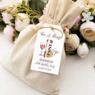 Étiquettes-cadeau Peinture et sip vin et soirée art