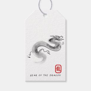 Étiquettes-cadeau Peinture originale Dragon chinois Année Anniversai