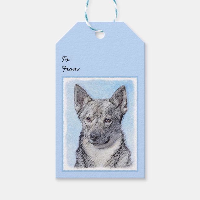 Étiquettes-cadeau Peinture Suédoise Vallhund - Cute Original Chien A (Devant)