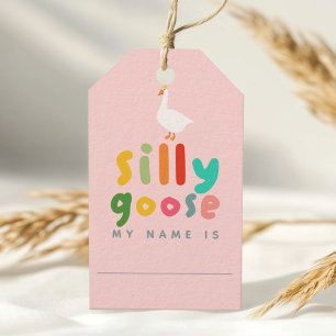 Étiquettes-cadeau Peluche de l'adoption d'une oie rose Faveur d'anni