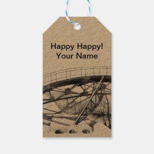 Étiquettes-cadeau Pencilart de passerelle antique Monochrome