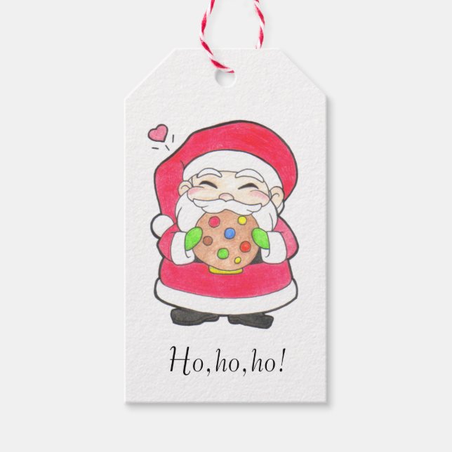 Étiquettes-cadeau Père Noël aime les cookies (Devant)