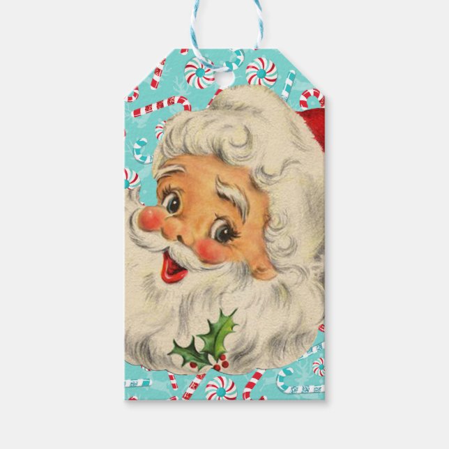 Étiquettes-cadeau Père Noël avec menthe poivrée (Devant)