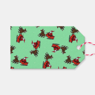 Étiquettes-cadeau Père Noël avec sly sur vert