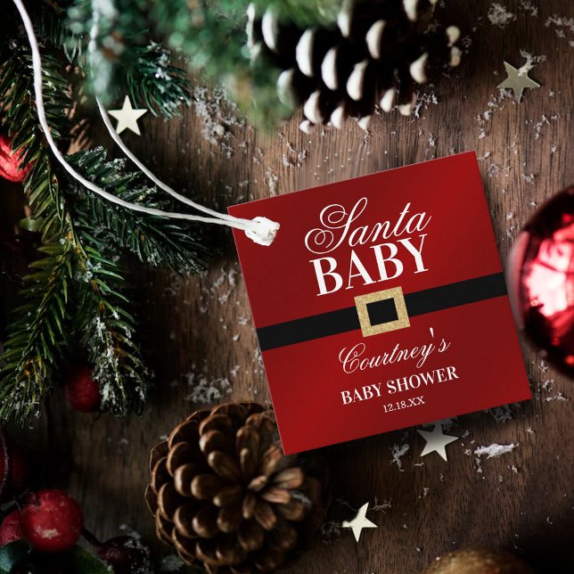Étiquettes Cadeau Père Noël Baby | Baby shower de Noël (Créateur téléchargé)
