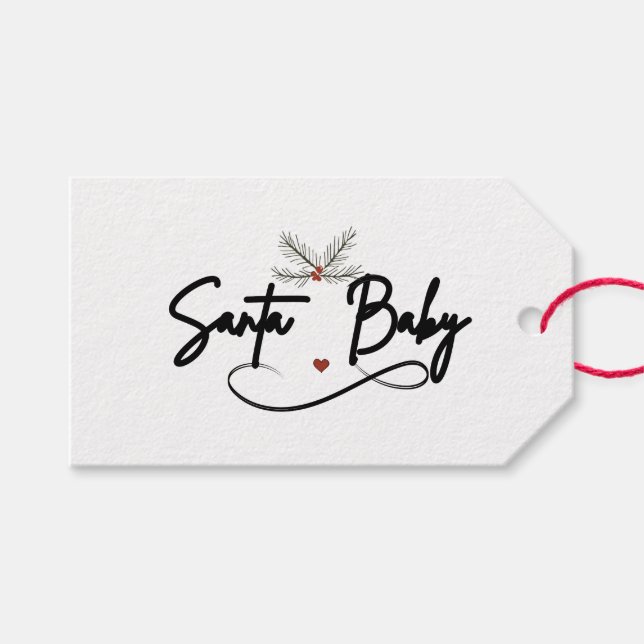 Étiquettes-cadeau Père Noël Baby - Flirty Holiday Script (Devant (Horizontal))