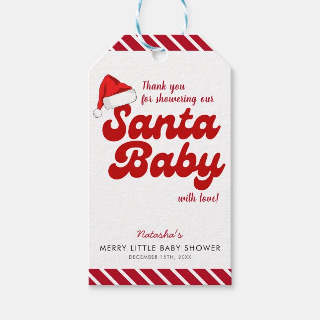 Étiquettes-cadeau Père Noël Baby Joyeux Baby shower de Noël (Devant)