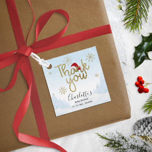 Étiquettes Cadeau Père Noël Baby Noël Baby shower d'hiver Merci