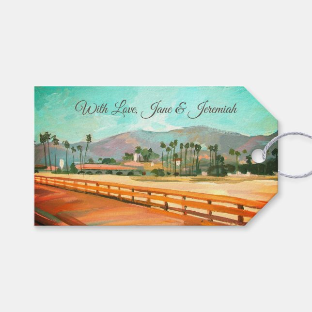 Étiquettes-cadeau Père Noël Barbara, CA - Stearns Wharf (Devant (Horizontal))