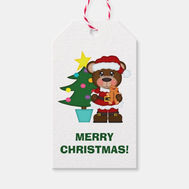 Étiquettes-cadeau Père Noël Bear Holiday (Devant)