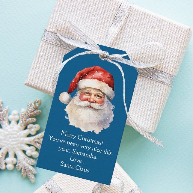 Étiquettes-cadeau Père Noël bleu Personnalisé Enfants Noël (Créateur téléchargé)