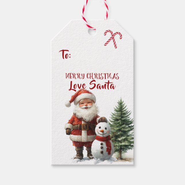Étiquettes-cadeau Père Noël Bonbon Flocon de neige  (Devant)