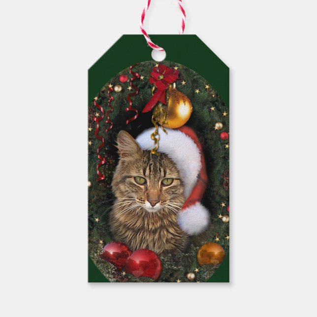 Étiquettes-cadeau Père Noël Cat (Devant)