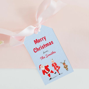 Étiquettes-cadeau Père Noël Essaie De Faire Du Yoga Avec Mme Claus &
