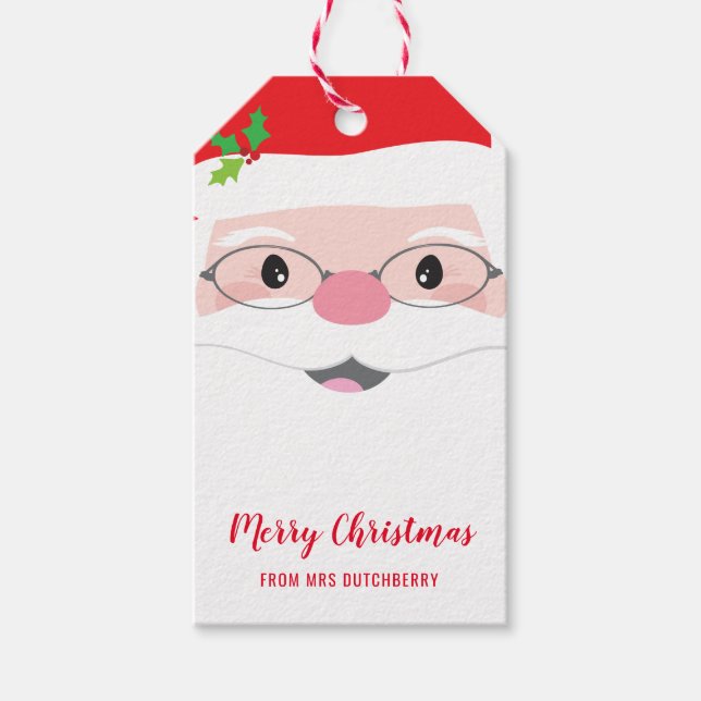 Étiquettes-cadeau PÈRE NOËL FACE hipster fête Noël cadeau moderne (Devant)