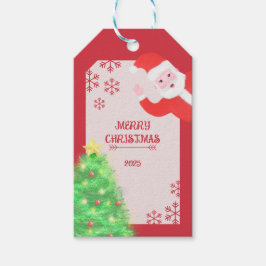Étiquettes-cadeau père noël fantaisiste sapin joyeux noël 