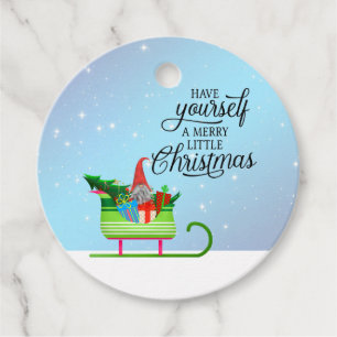 Étiquettes Cadeau Père Noël Gnome & Sleigh - Joyeux petit Noël
