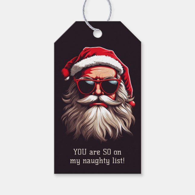 Étiquettes-cadeau Père Noël Grumpy Texte Personnalisé (Devant)