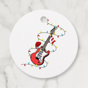 Étiquettes Cadeau Père Noël guitare électrique musique Noël amateur