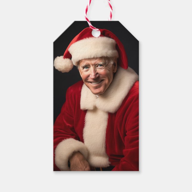 Étiquettes-cadeau Père Noël Joe Biden (Devant)