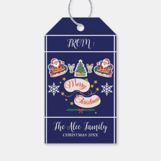 Étiquettes-cadeau Père Noël Joyeux Noël Personnalisé Bleu Tags cadea