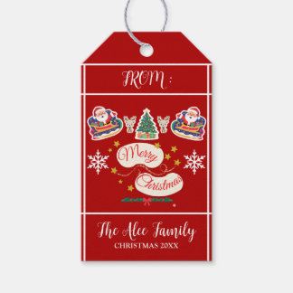 Étiquettes-cadeau Père Noël Joyeux Noël Personnalisé Rouge
