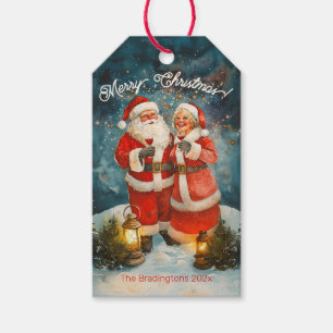 Étiquettes-cadeau Père Noël Mme Claus Joyeux Noël