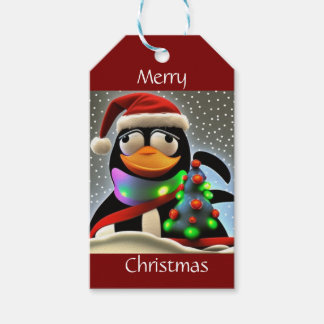 Étiquettes-cadeau Père Noël Penguin