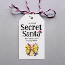 Père Noël Secret Moderne Ruban Rouge Jaune Aquarel