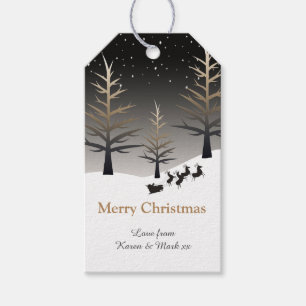 Étiquettes-cadeau Père Noël Sleigh and Tree Silhouette Personnalisé
