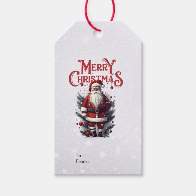 Étiquettes-cadeau Père Noël vintage (Devant)