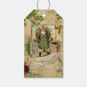Étiquettes-cadeau Père victorien Noël Ephémère florale