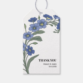 Étiquettes-cadeau Périwinkle Bleu Moderne Mariage Floral Merci