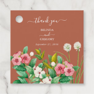 Étiquettes Cadeau Périwinkle Burnt Orange Terracotta Mariage