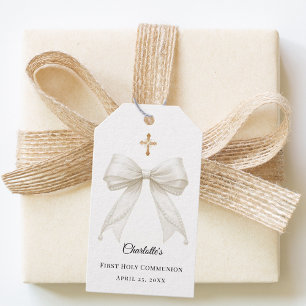Étiquettes-cadeau Perles d'arc en ivoire pour la Première Communion 