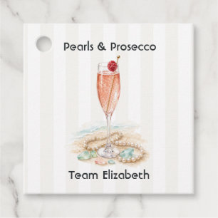 Étiquettes Cadeau Perles & Prosecco Bachelorette Côtière