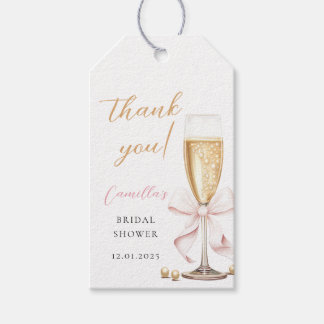 Étiquettes-cadeau Perles & Prosecco Nœud Enterrement de Vie de Jeune