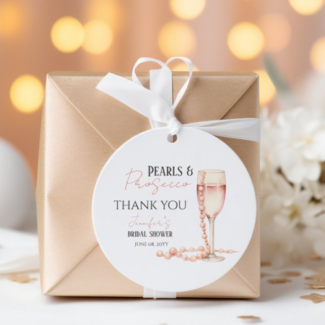 Étiquettes Cadeau Perles & Prosecco Rose Pâle Cadeau de Réception de (Créateur téléchargé)