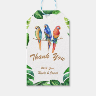 Étiquettes-cadeau Perroquets Tropicaux Oiseaux & Feuilles Fête d'ann