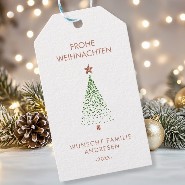 Étiquettes-cadeau Personalisierte Weihnachts - Geschenkanhänger (Custom, Merry Christmas! Christmas tree illustration favor tag. Add your text / name and personalize)