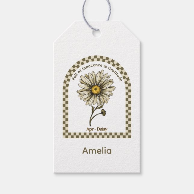 Étiquettes-cadeau Personalized April Birth Month Flower (Devant)