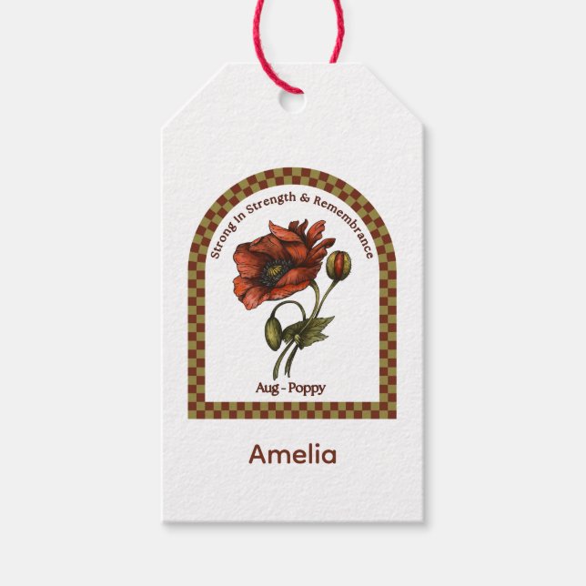 Étiquettes-cadeau Personalized August Birth Month Flower (Devant)